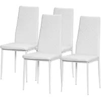 HOMCOM Esszimmerstuhl, 4er-Set Küchenstuhl, Gepolsterte Esszimmerstühle, Weiß