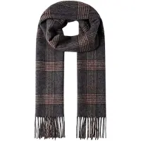Hackett London für Herren. HM0400110 Karierter Schal mit Logo, grau (OSFA), Lässig, Wolle, Klassisch