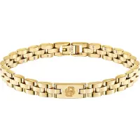 BOSS Gliederarmband "ARCHER", gold (gelbgoldfarben, schwarz), Armbänder, Herren, 21cm, Edelstahl, Gliederarmband, Emaille