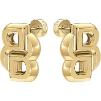 BOSS Paar Ohrstecker "DOUBLE B", gold (gelbgoldfarben, edelstahlfarben), Ohrringe, Damen, Edelstahl, Paar Ohrstecker