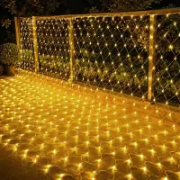Lapamax LED Lichternetz Warmweiß 8 Lichtmodi Lichterkette Weihnachtsbeleuchtung IP44 Deko für Innen Weihnachten Party Garten, 1.5x1.5M