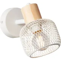 Lightbox Wandspot, 14,5 cm, E14, schwenkbar, Metall/Holz, weiß/braun