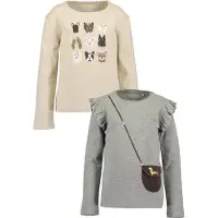 Blue Seven Langarmshirt , Mädchen, Gr. 110, multipack 1, Single Jersey, Obermaterial: 100% Baumwolle, bedruckt, unifarben, normal normal, Rundhals, Shirts Langarmshirt, Baumwolle