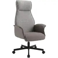Frankystar Axia - Bürostuhl 49 x 125 x 70 cm, komfortabler Chefsessel mit Drehrollen, Bezug aus Polyurethanund grauem Stoff