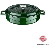 Lava Emaillierter Gusseisen-Schmortopf mit Deckel, Ø 28 cm, 3,51 L, Grün