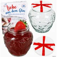 MamboCat 2er Set Frutta Vaso Marmeladenglas 580ml mit Schleifen-Dekor Deckel TO82 Heft