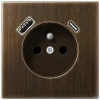 JUNG ME1520F-15CAAT Steckdose, französisch/belgisches System, 16 A 250 V ~, mit USB-Ladegerät, 1 x Typ A + 1 x Typ C, Safety Plus, Serie LS