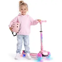 Sun baby Kinderroller mit 3 Rädern Lumi Ride für Mädchen, LED-Lichtern, bis 50 kg rosa, ab 3 Jahren, für Kinder