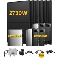 EcoFlow Stream Ultra X, Solaranlage mit Speicher, mit 6 x 455W Bifazialen Solarmodulen, by Powerness - Stream Ultra X + 4 x Stream AC Pro | 11520Wh / 1 x Smart Meter / Standardversand