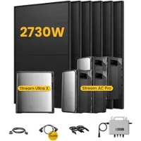 EcoFlow Stream Ultra X, Solaranlage mit Speicher, mit 6 x 455W Bifazialen Solarmodulen, by Powerness - Stream Ultra X + 4 x Stream AC Pro | 11520Wh / ohne Zubehör / Standardversand