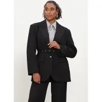 Haute L'Amitié Damen Blazers Premiere Oversize Belt Blazer - Zwart - Größe L