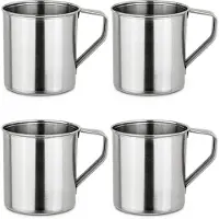 Moritz Edelstahlbecher 4er Set 200 ml mit Henkel Campingbecher Trinkbecher rostfrei robust für Gastronomie Ausschank Camping und Verleih