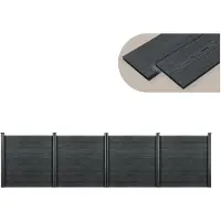 Neu.holz WPC Gartenzaun mit Pfosten Sichtschutz Windschutz Lamellenzaun Zaun 183x705cm [.holz]
