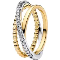Pandora 164826C01 Ring für Damen Bicolor Crossover Kugeln & Pavé