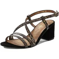 MACIEJKA Sandalen aus Leder Panthermuster Braun-Schwarz 6,5 cm Stollenabsatz Modell 0665320000