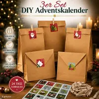 My-goodbuy24 3 x DIY Adventskalender zum Befüllen 24 Papiertüten Klammern Sticker Weihnachten