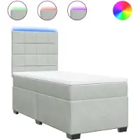 vidaXL Boxspringbett mit Matratze Hellgrau 100x200 cm Samt