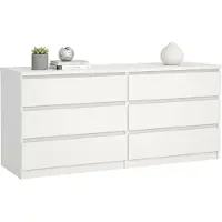 Dmora Kommode Giselle, Wohnzimmerbuffet, Wohnzimmer-Sideboard, Moderne Küchen-Speisekammer, 154x50 h70 cm, Weiß