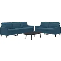 vidaXL 2-tlg. Sofagarnitur mit Kissen Blau Samt
