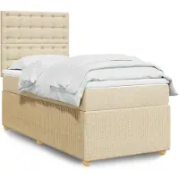vidaXL Boxspringbett mit Matratze Creme 100x200 cm Stoff