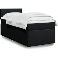 vidaXL Boxspringbett mit Matratze Schwarz 100x200 cm Stoff