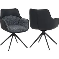 Mendler 2er-Set Esszimmerstuhl HWC-R23, Küchenstuhl Drehstuhl Stuhl, drehbar Kunstleder Stoff Chenille (410 g/m²) dunkelgrau