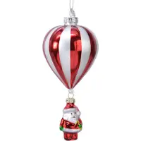 Christmas Decoration Christbaumschmuck Glas Weihnachtsmann mit Ballon 15cm rot / weiß