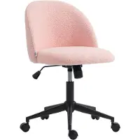 HOMCOM Schreibtischstuhl höhenverstellbarer Bürostuhl mit Teddyfleeceoptik Rosa