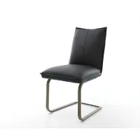 DELIFE Freischwinger Lelio-Flex Echt-Leder Schwarz Freischwinger flach Effektfinish Titan Taschenfederkern