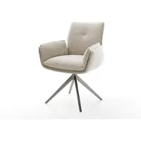 DELIFE Drehstuhl Nela-Flex Webstoff Soft Beige Kreuzgestell breit Graphit 360° drehbar Wippfunktion