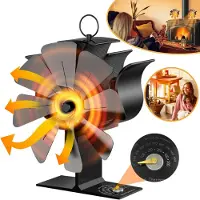 Lynker Kaminventilator, Ofenventilator Ohne Strom mit 6 Flügel, Kaminofen Ventilator für Holzofen, Warmluftverteiler