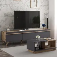 Dmora Lerici - Wohnzimmerset, Anthrazit-Schwarz, Modular