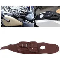 Gistuch Motorrad Kunstleder Gas Kraftstofftank Abdeckung Panel Pad Lätzchen mit Tasche Motorrad ZubehörBraun