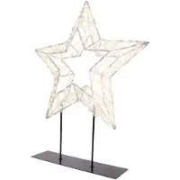 Kaemingk Warmweiß 500 Micro-LED beleuchteter Stern Tischlampe weiß silber 38 x 47 cm