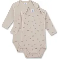 Sanetta Baby-Body langarm (Doppelpack) beige Regenbogen 86