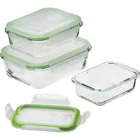 DS Produkte GOURMETmaxx Glas Frischhaltedosen Klick-it 4er Set geeignet für Spülmaschine Mikrowelle Backofen und Gefrierschrank Luftdicht & Auslaufsicher