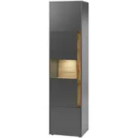 Furn.Design AKTENSCHRANK Grau, Eiche Wotan 50 x 200 cm, Büroschrank mit viel Stauraum und 5 OH