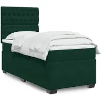 vidaXL Boxspringbett mit Matratze Dunkelgrün 90x190 cm Samt