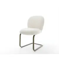 DELIFE Freischwinger Nube-Flex Bouclé Soft Beige Freischwinger flach Effektfinish Titan Taschenfederkern