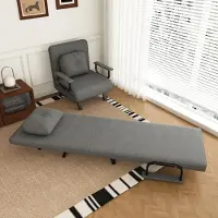 Great han Relaxsessel mit Liegefunktion, 5-fach verstellbare Rückenlehne, Chenille-Bezug, 180° Liegeposition, Grau