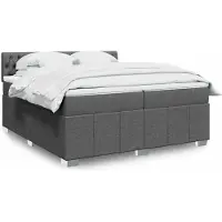 vidaXL Boxspringbett mit Matratze Dunkelgrau 200x200 cm Stoff