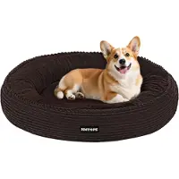 Merkloos Hundebett Hundebett für mittelgroße Hunde, Katzenbett, waschbar, kuscheliges Hundekissen, rundes Cord-Hundehöhlenbett, Donut, Hundesofa, abnehm