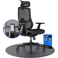 Merkloos Bürostuhl Ergonomischer Bürostuhl – PC-Stuhl mit Fußstütze – Bürostuhl mit hoher Belastbarkeit (130 kg) – elegant & vielseitig – Moosgummi – 5 J