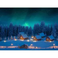 My Village Hintergrund Leinwand führte Nordlichter 76x56 cm (mix)