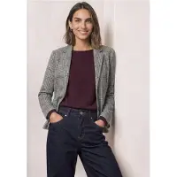 Street One Jackenblazer , Damen, Gr. 36, schwarz, Blazer Jackenblazer, mit Karomuster und Knöpfen