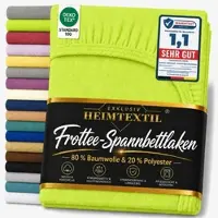 EXKLUSIV HEIMTEXTIL Frottee Spannbettlaken Premium 140 - 160 x 200 cm Apfelgrün 80% Baumwolle 20% Polyester Öko - Tex Zertifiziert Bed-Sheet Bettlake