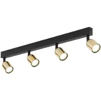 Licht-Erlebnisse Deckenstrahler 4-flammig GU10 84 cm lang Schwarz Gold Deckenlampe Wohnzimmer Deckenleuchte