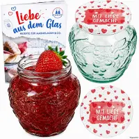 MamboCat 2er Set Frutta Vaso Marmeladenglas 580ml Mit Liebe gemacht Deckel TO82 Heft