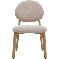 Vente-unique 2er-Set Stühle aus texturiertem Stoff und hellem natürlichem Kautschukholz - Beige - MARLENI