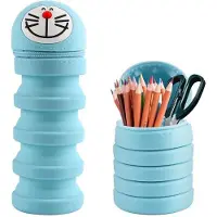 Benza Ibenzoa Teleskop-Federmäppchen aus Silikon – Cartoon Stifteetui für Kinder, blau, verstellbar 12–19,5 cm (6,5 x 6,5 x 12-19,5 cm)